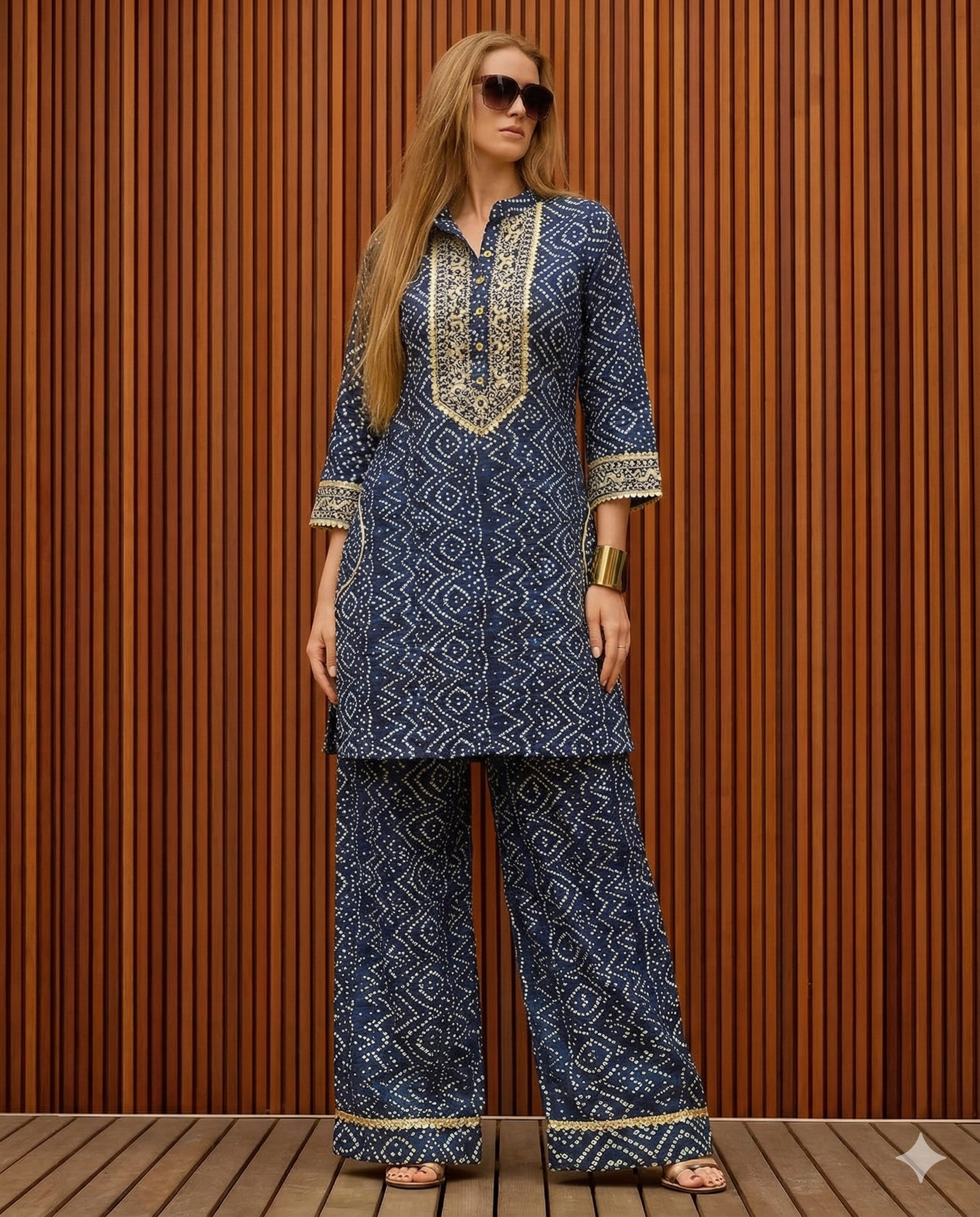Reyon chunni print Afghani cord set
