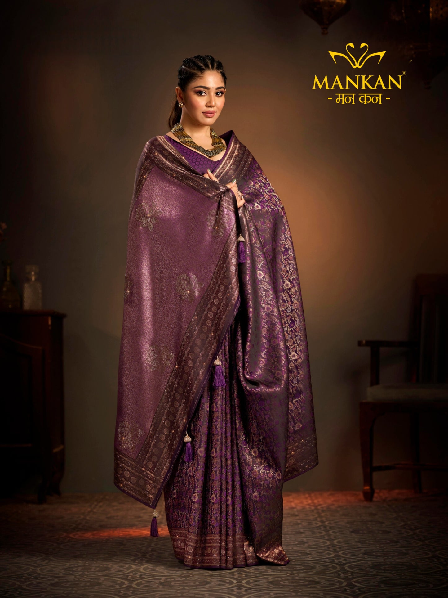 Self Viewing Saree with Swarovski Work