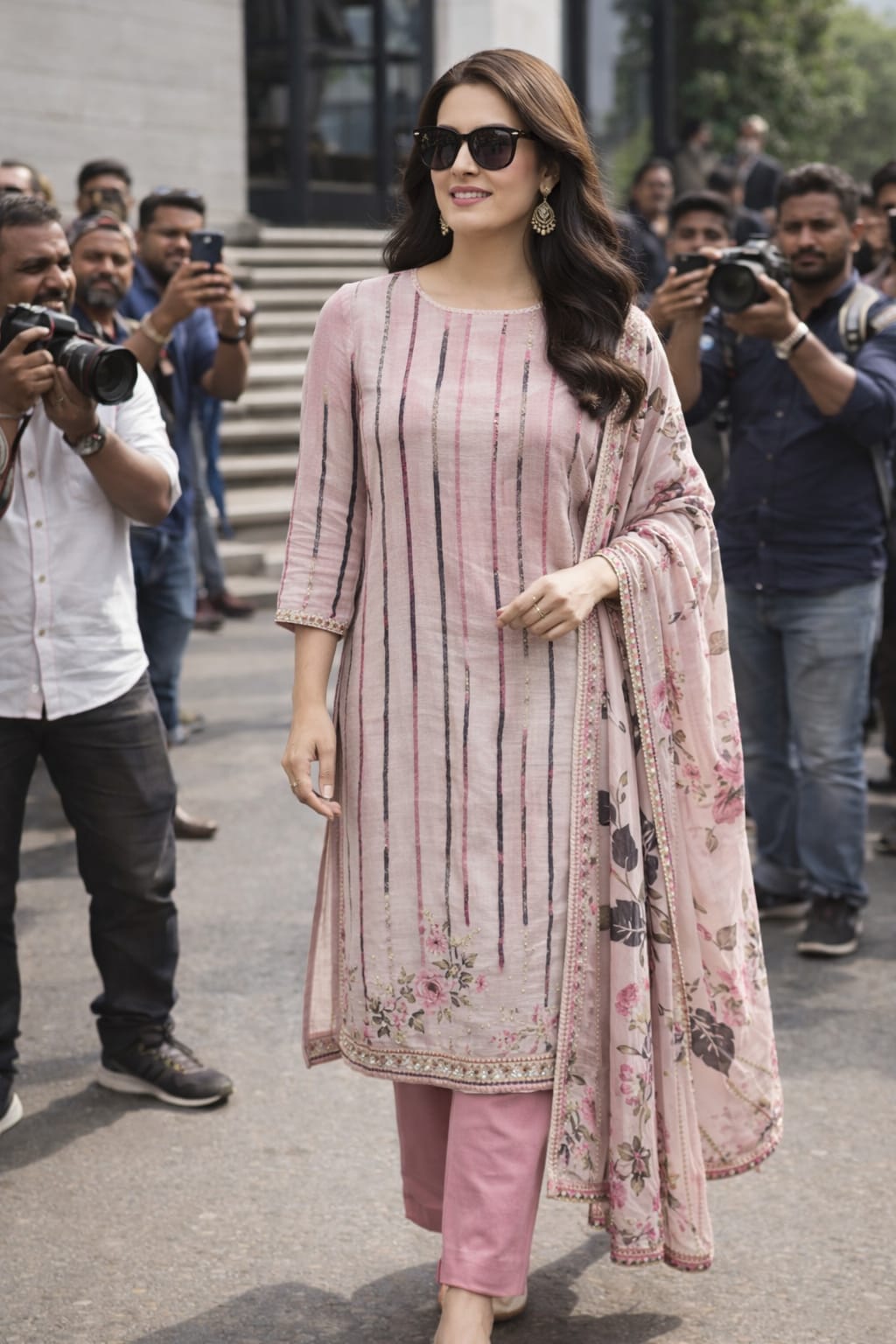 Organza with hand work suit fabric