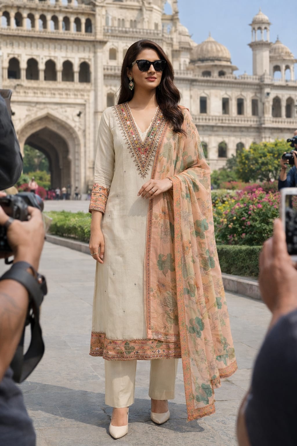 Simar silk with gota work suit fabric