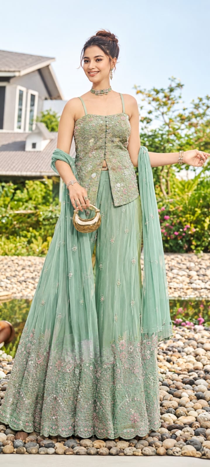 Short Kurta With Plazzo Set