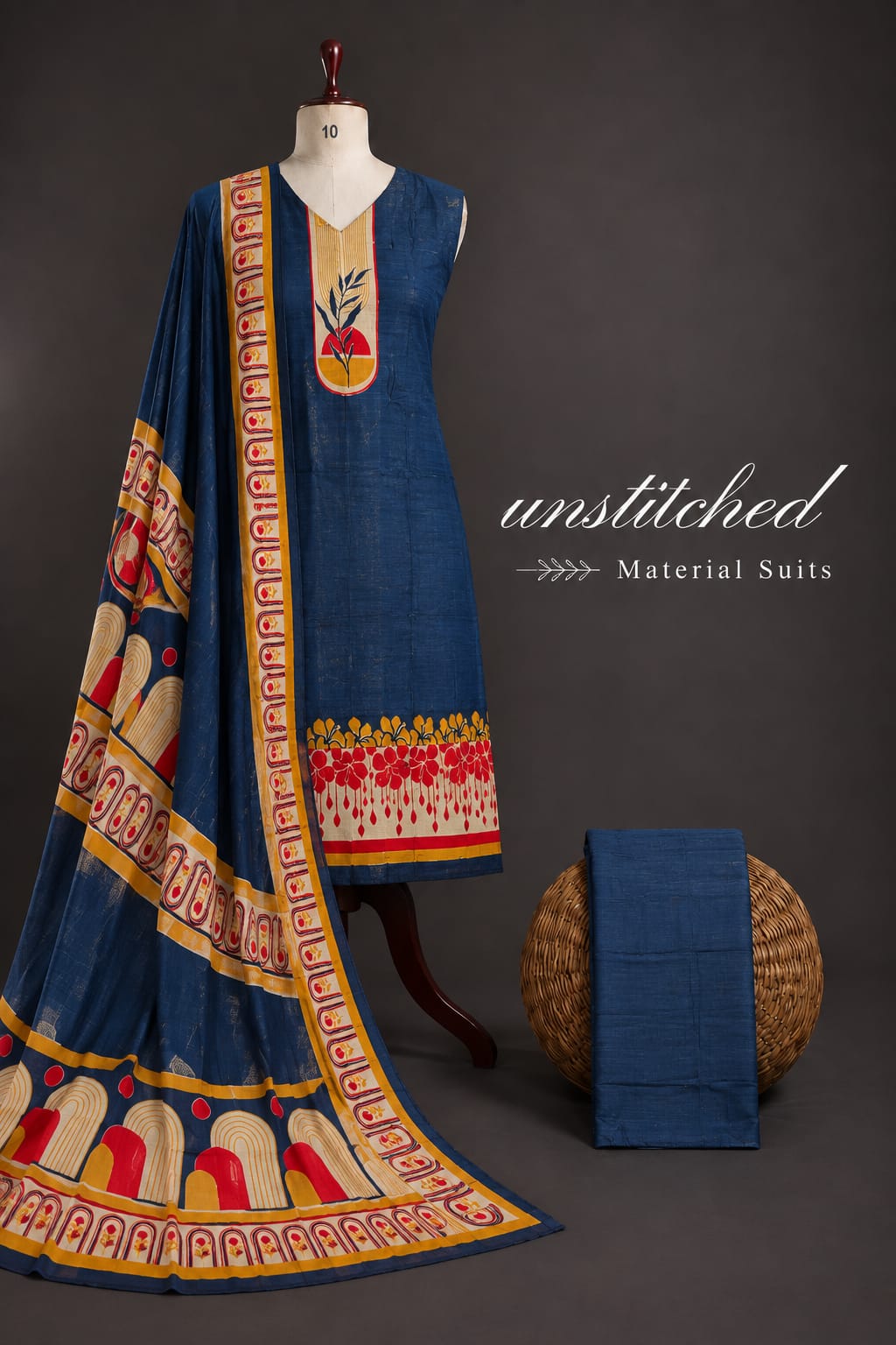 Printed Chanderi Silk Suit Fabric