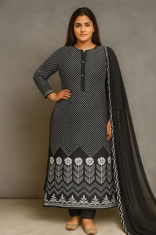 Reyon kurti Pant Set's with Chiffon Dupatta