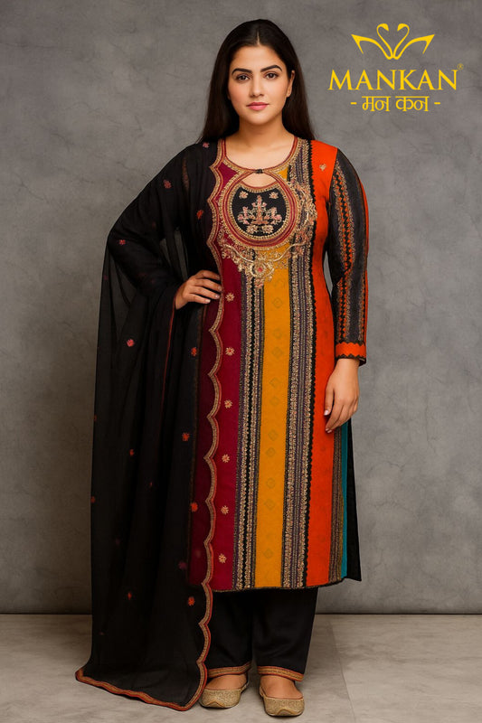 Reyon kurti sequence embroidery work Sharara Set's with Organza dupatta sequence embroidery...