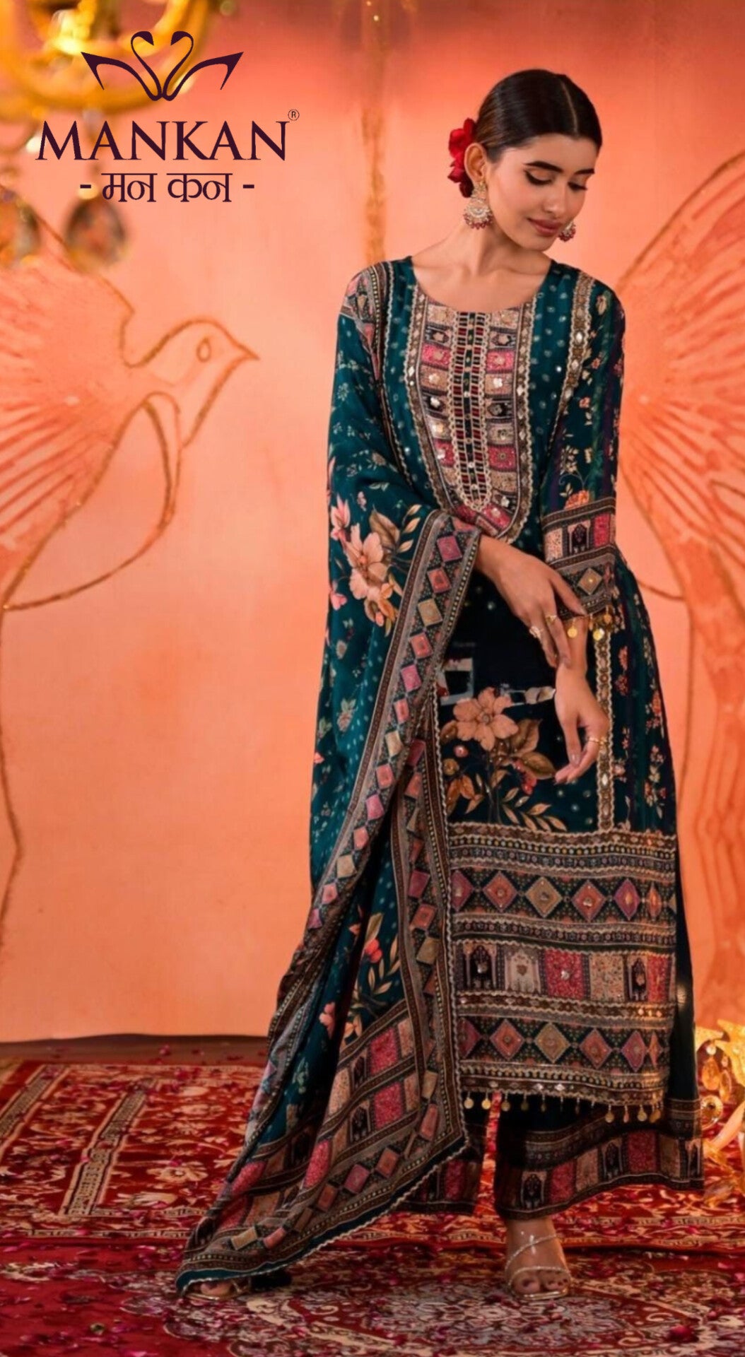 Sequence Gota Patti & Lace Work Kurti Set with Crepe Dupatta