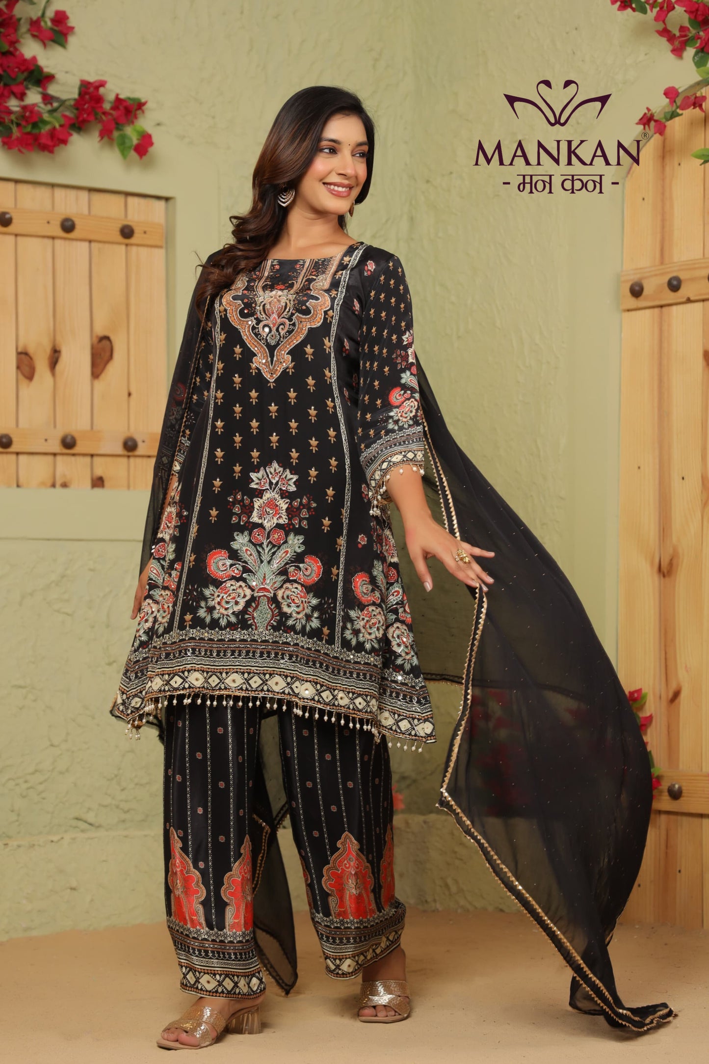 Aline kurti Plazo Set's Dupatta Chiffon
