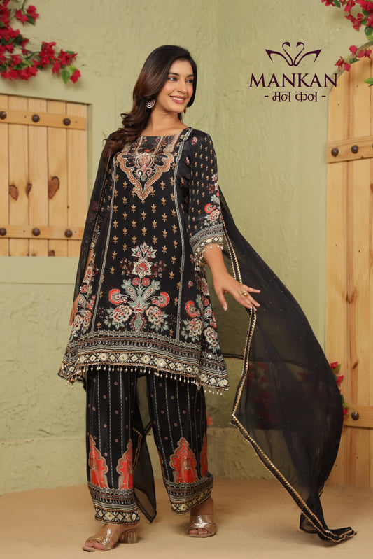 Aline kurti Plazo Set's Dupatta Chiffon