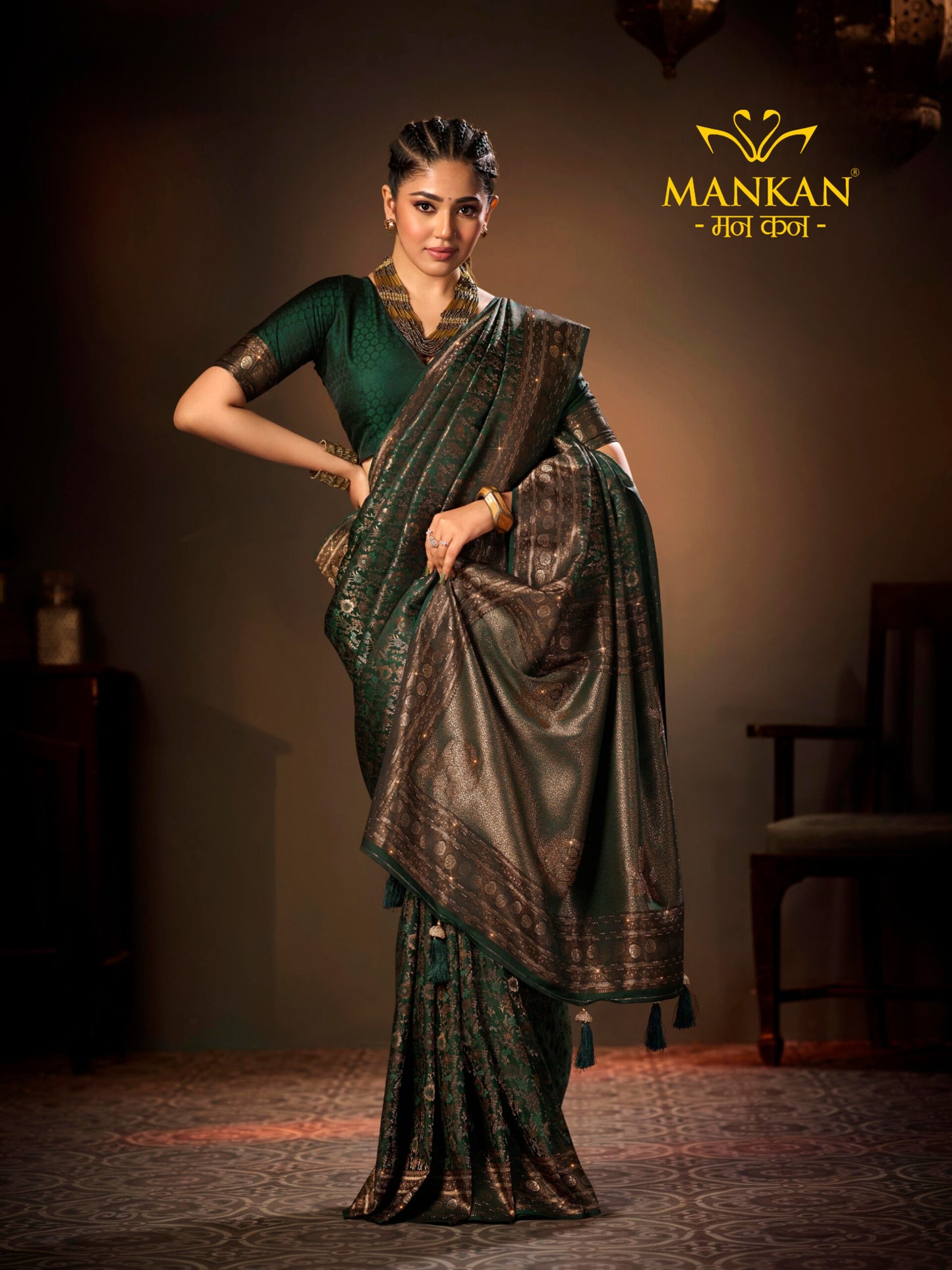 Self Viewing Saree with Swarovski Work