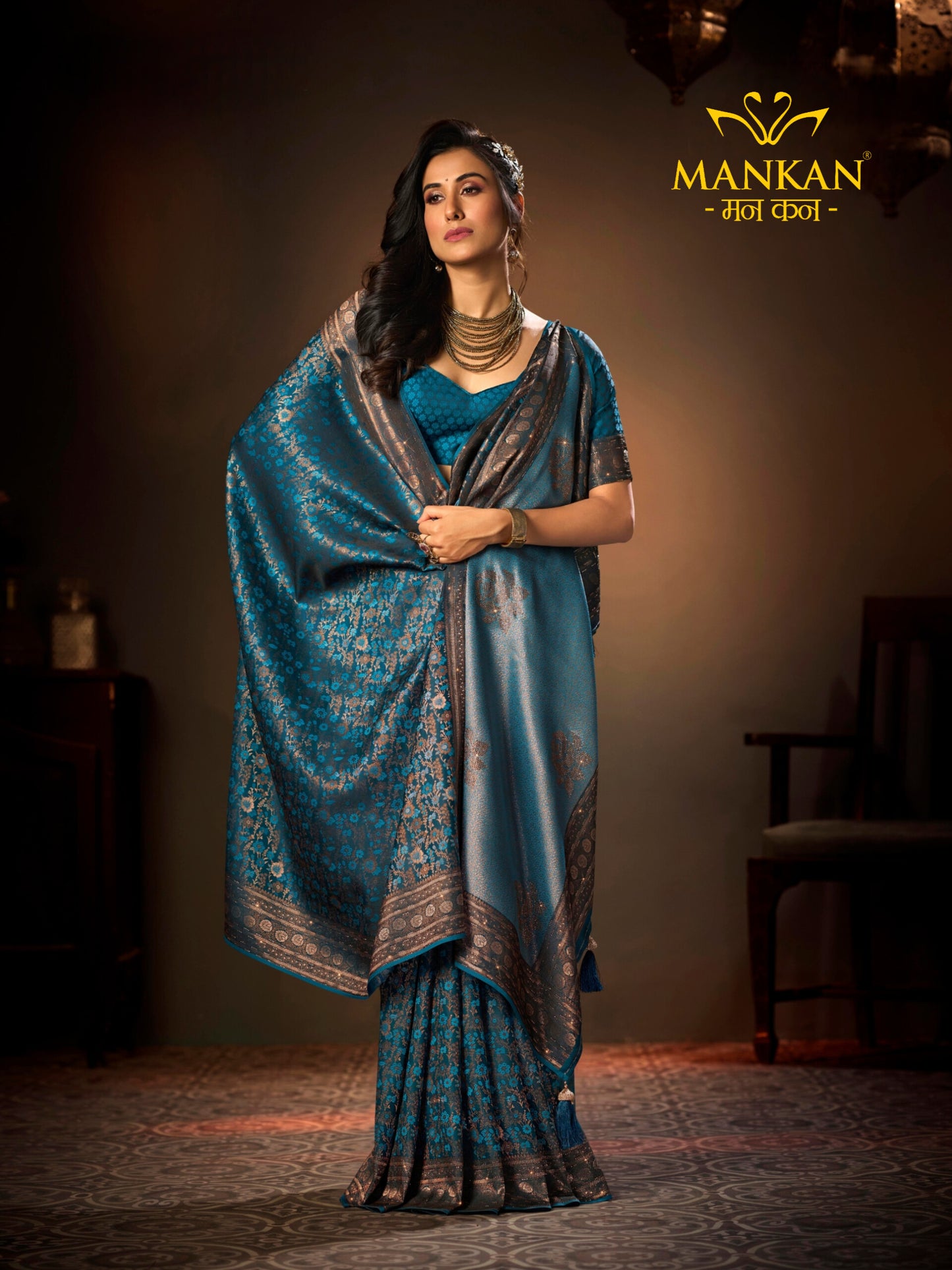 Self Viewing Saree with Swarovski Work