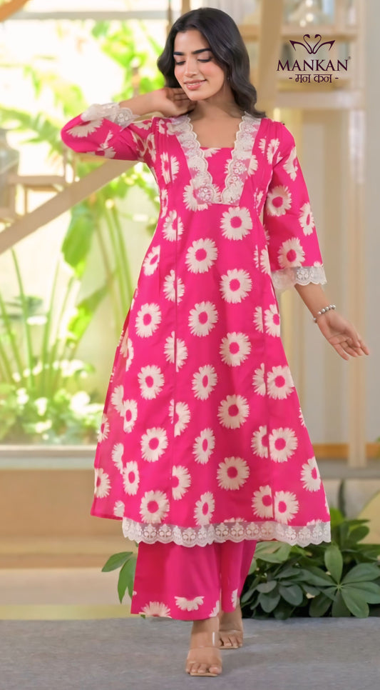 Cotton kurti set with floral print