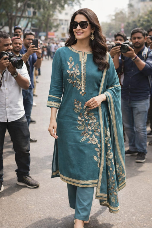 Simar Silk with Gota Patti work suit fabric