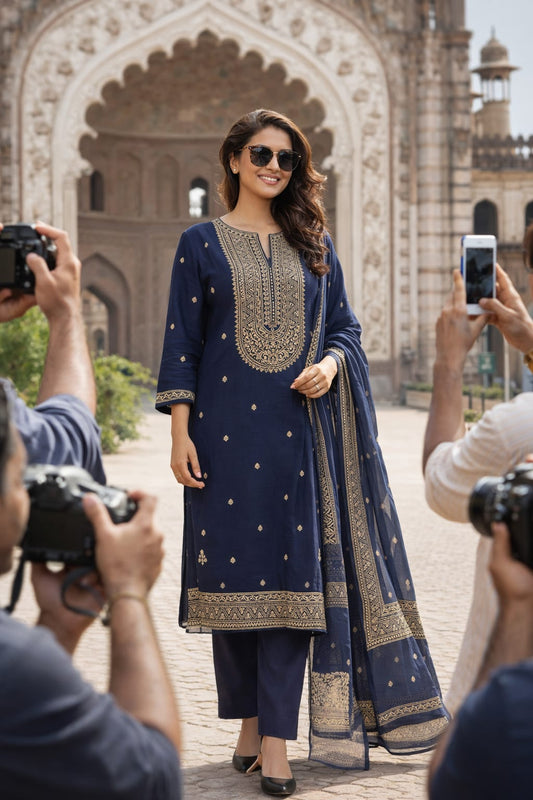 Chanderi cotton with jamdani work suit fabric