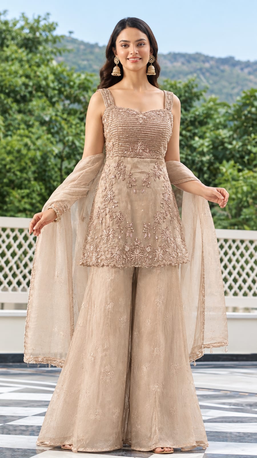 Short Kurta With Plazzo Set