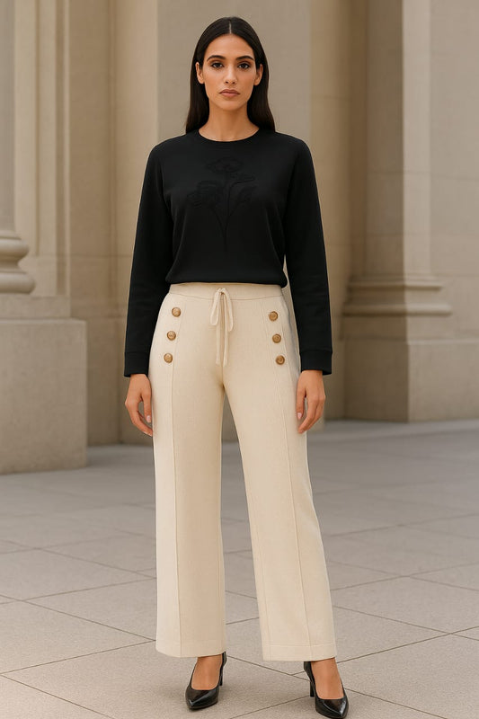 Top with thread work and pant with gold metal button set